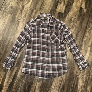 Stanley Flannel Plaid Button Up Long Sleeve Workwear Shirt Cotton Men's Size L